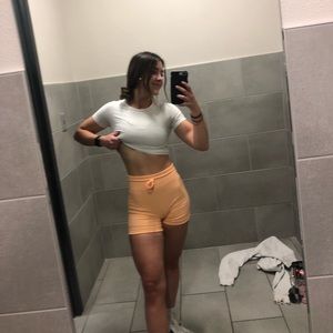 orange niki font V2 shorts